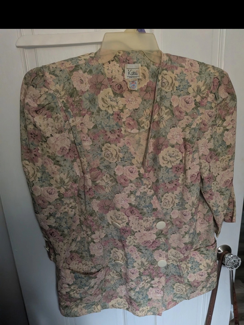 Vintage Kwai Floral Blazer Jacket 80s ILGWU Union Made USA SZ 12 Grandmillenial